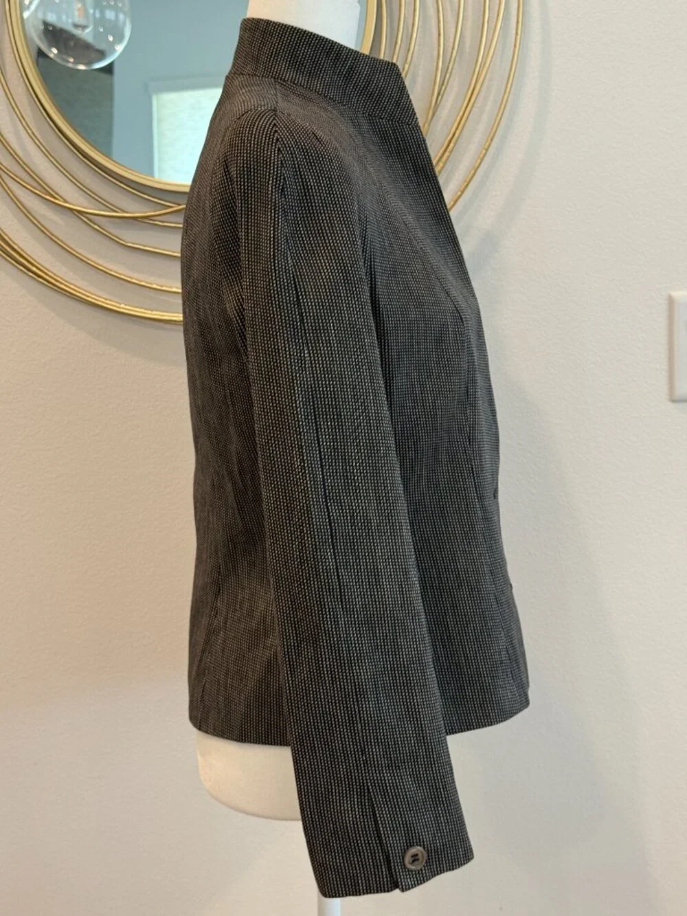 Classic Vintage Christian Dior Blazer Jacket Black & White Woven Size 8 Mint